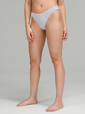 Lululemon Navy and White Striped Skimpy Fit Swim Bottoms (Size 4)